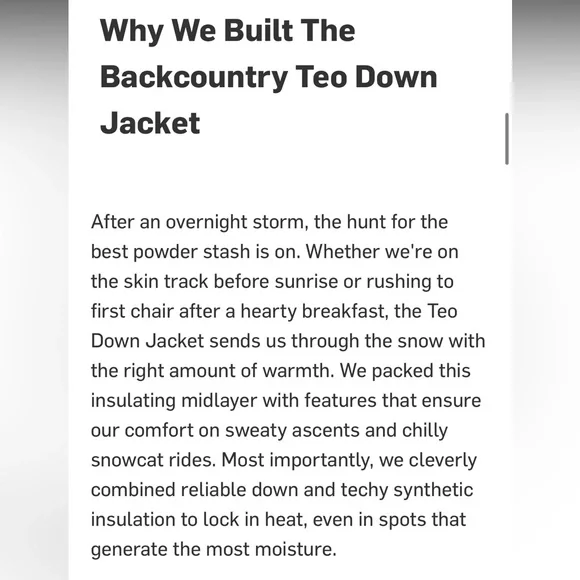 Backcountry Black Teo Down Puffer Jacket Coat Women’s Size XS